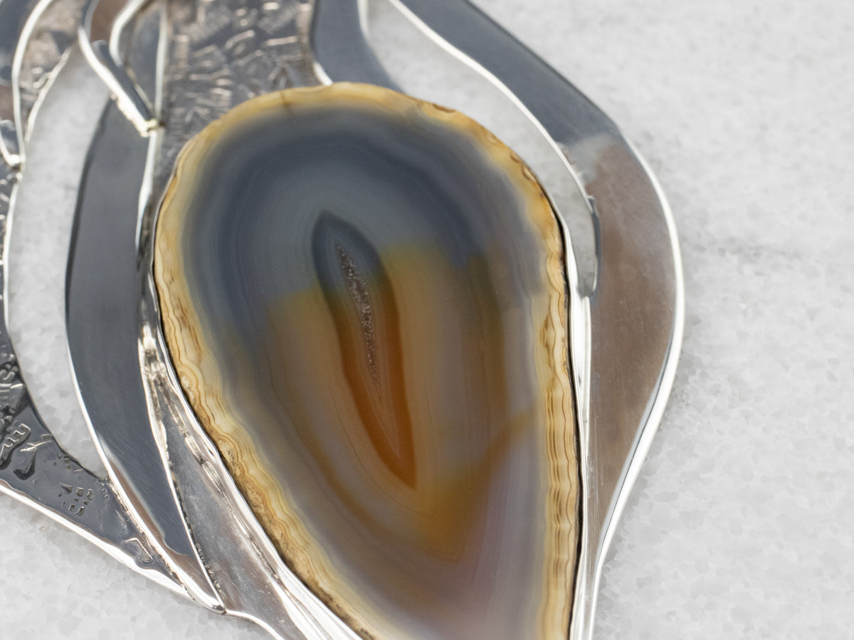 Colgante llamativo de plata de ley con ágata enorme