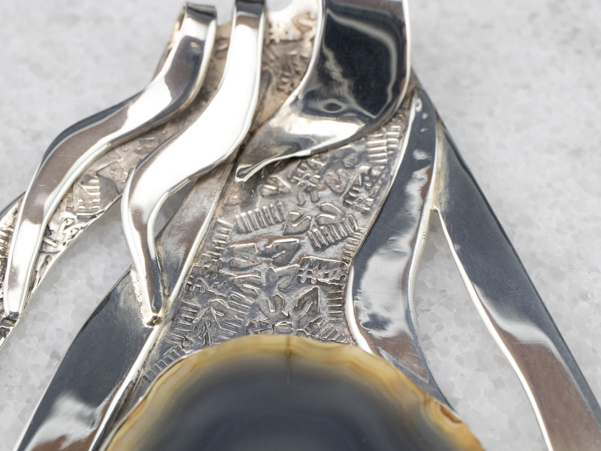 Colgante llamativo de plata de ley con ágata enorme