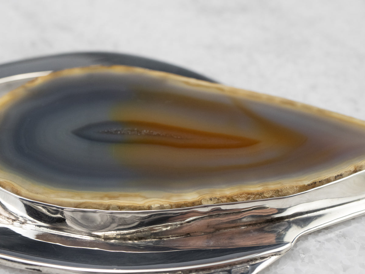 Colgante llamativo de plata de ley con ágata enorme