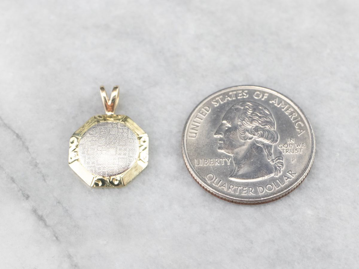 Platinum and Gold Textured Metal Pendant