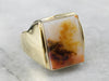 Men's Yellow Gold Agate Statement Ring