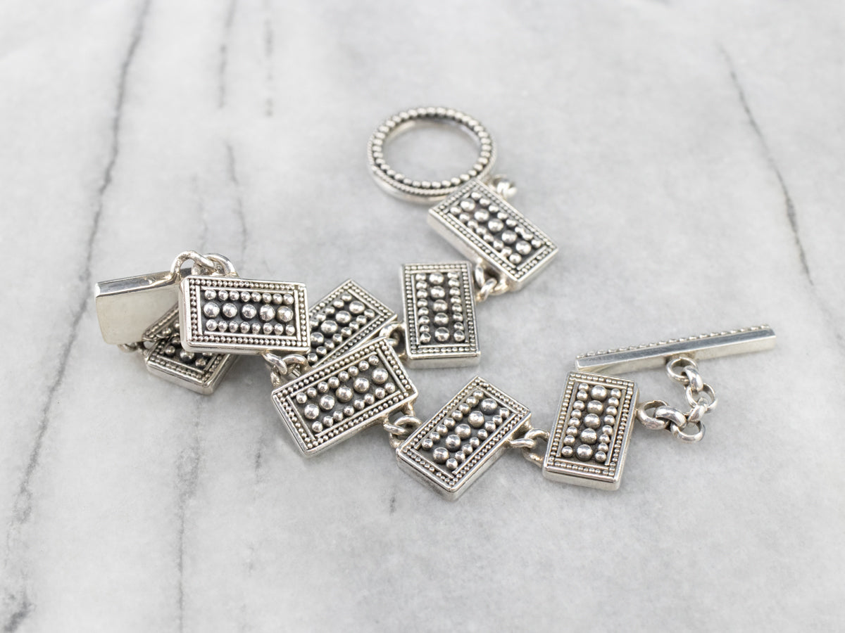 Unisex Sterling Silver Toggle Link Bracelet