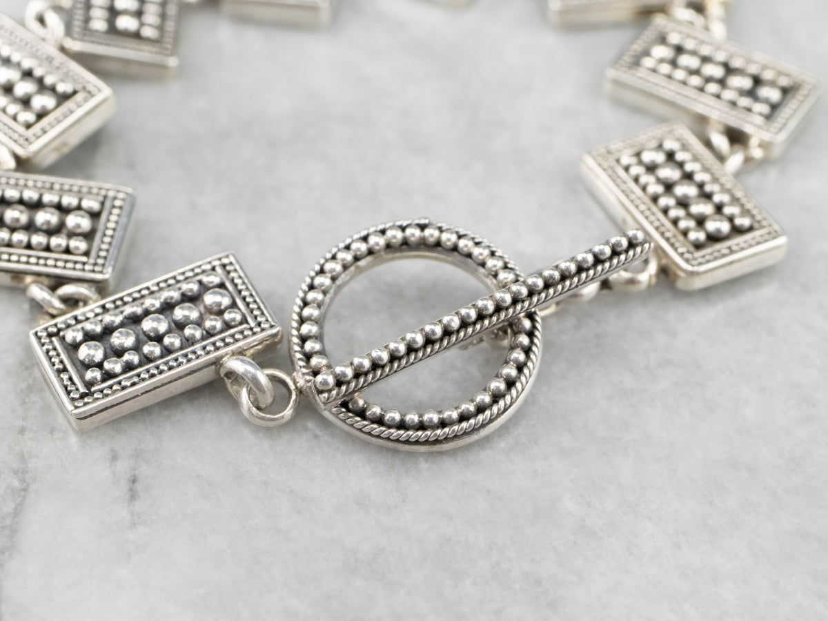 Unisex Sterling Silver Toggle Link Bracelet