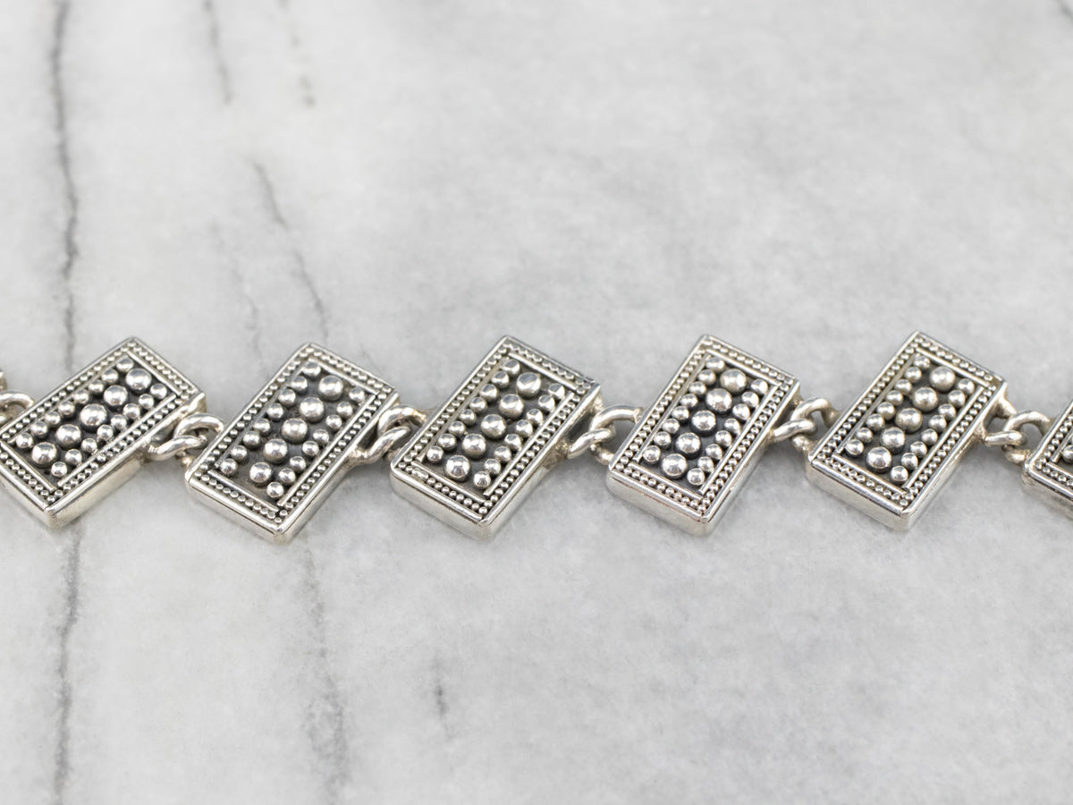 Unisex Sterling Silver Toggle Link Bracelet