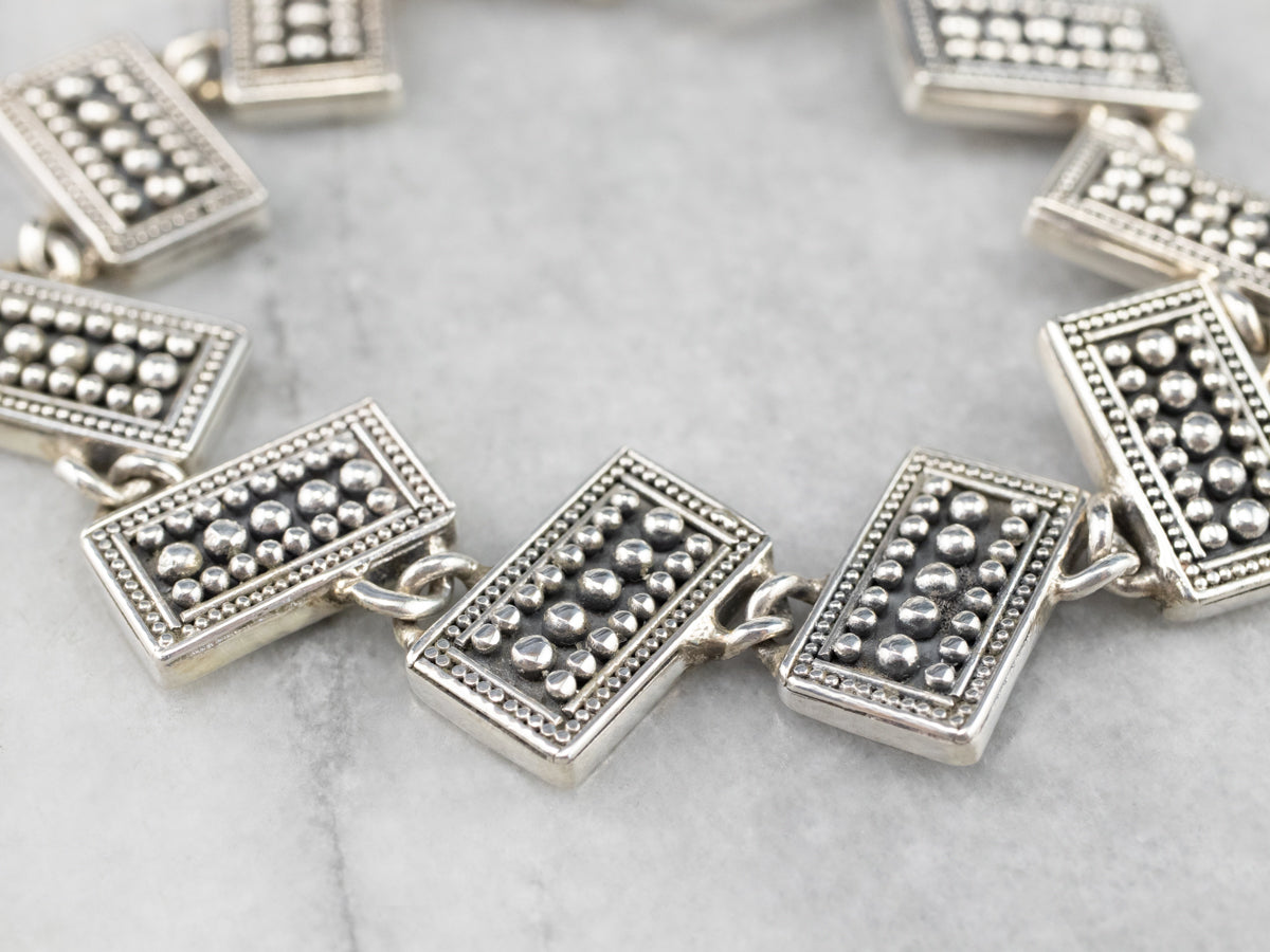 Unisex Sterling Silver Toggle Link Bracelet