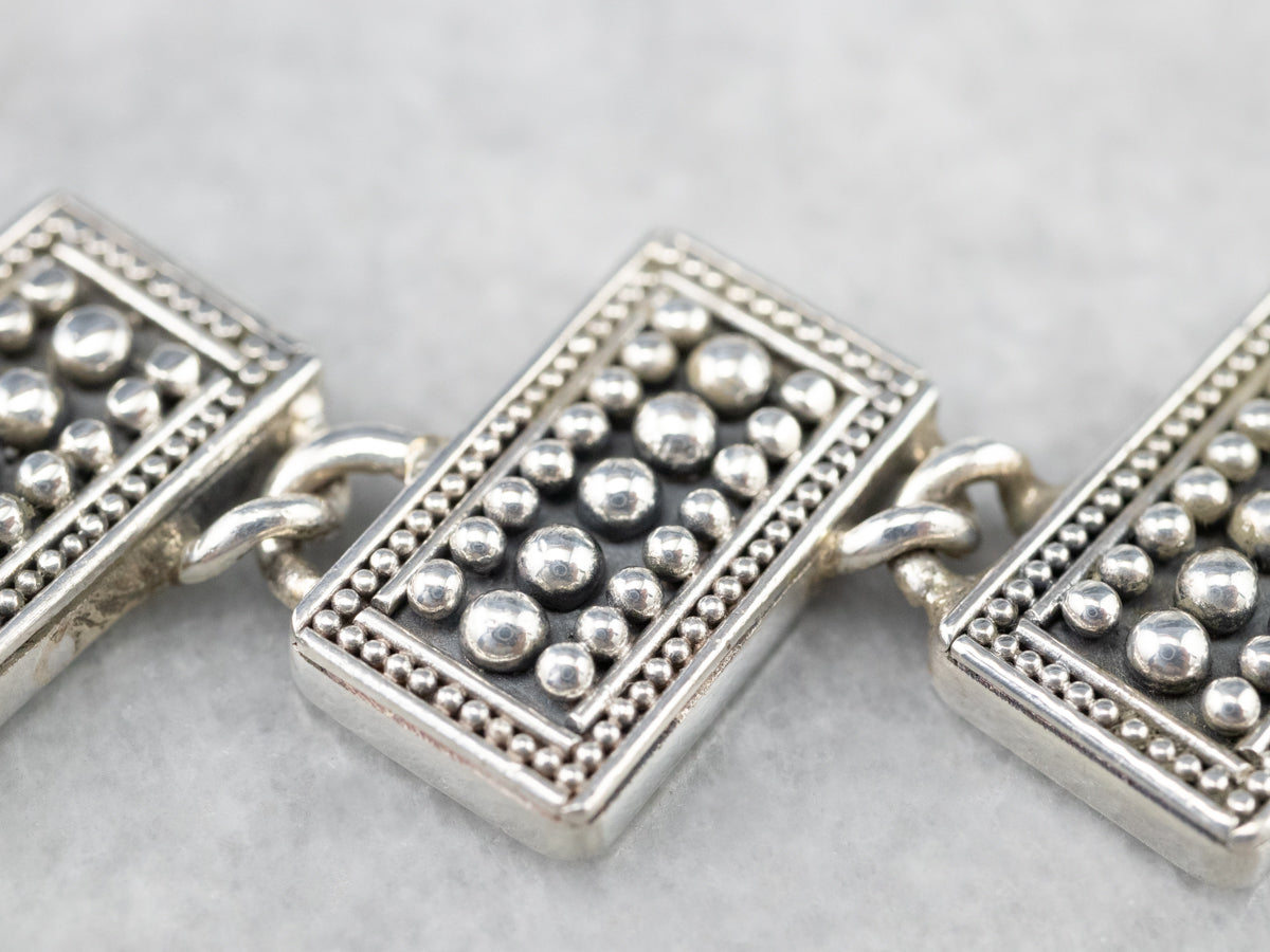 Unisex Sterling Silver Toggle Link Bracelet