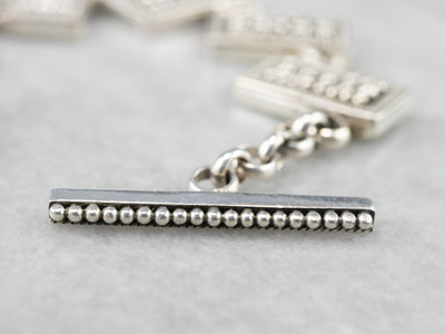 Unisex Sterling Silver Toggle Link Bracelet