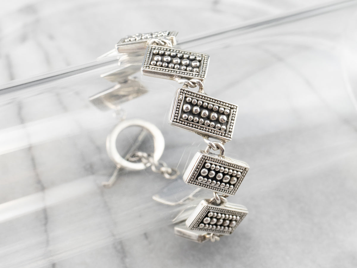 Unisex Sterling Silver Toggle Link Bracelet