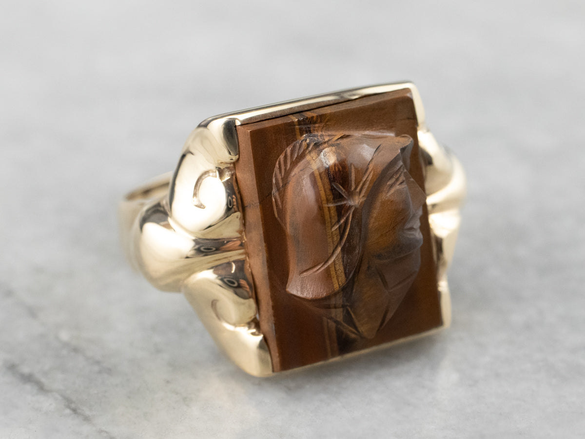 Men's Tiger's Eye Intaglio Ring