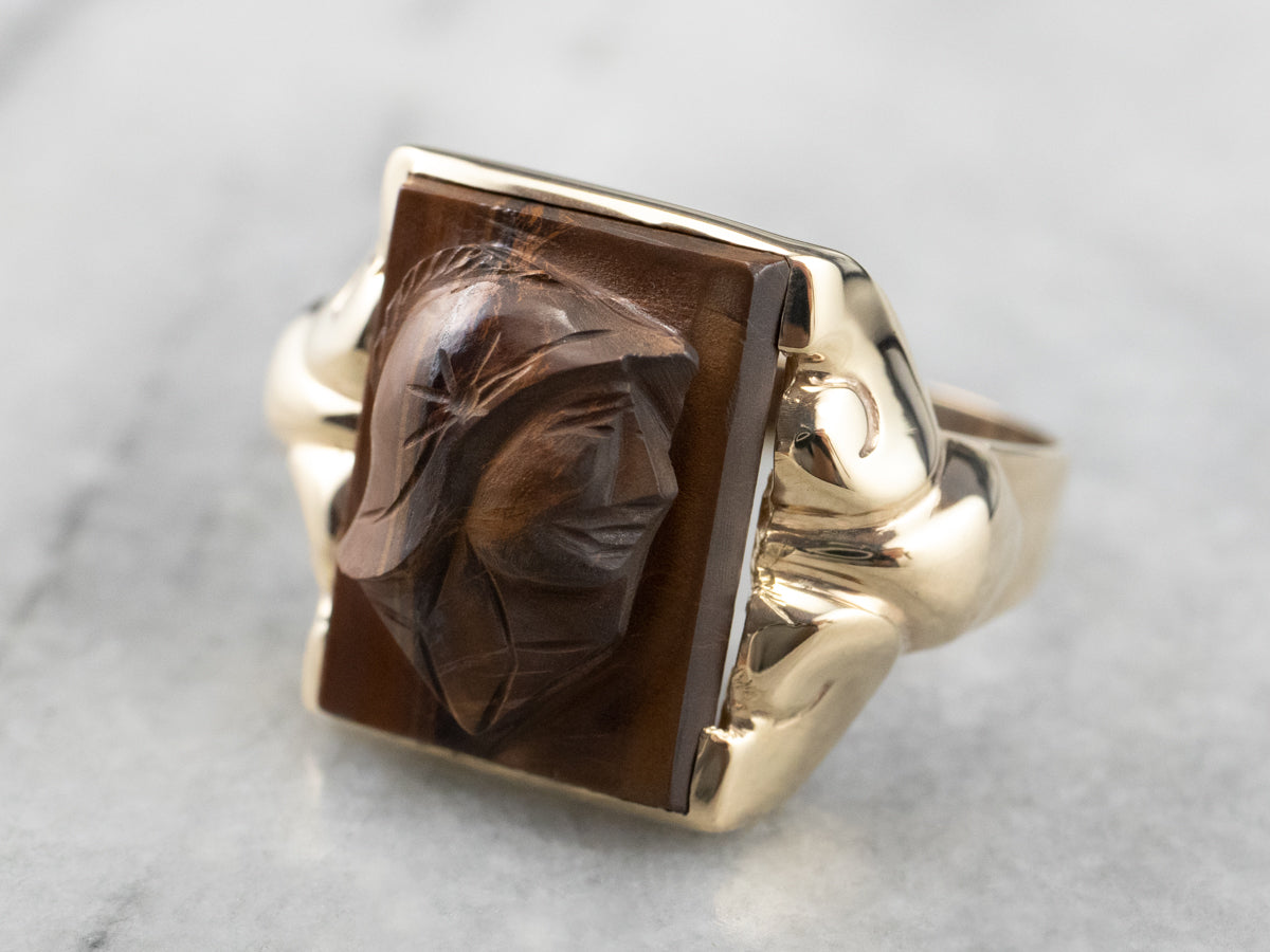 Men's Tiger's Eye Intaglio Ring