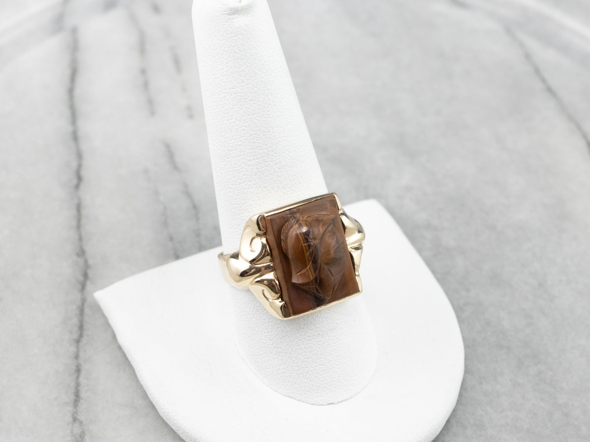 Men's Tiger's Eye Intaglio Ring