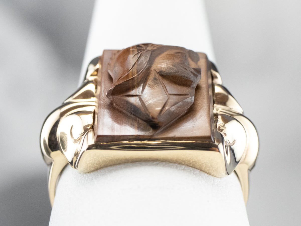Men's Tiger's Eye Intaglio Ring