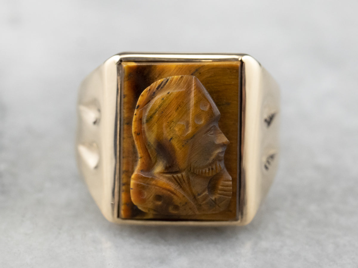 Tiger eye cameo ring clearance