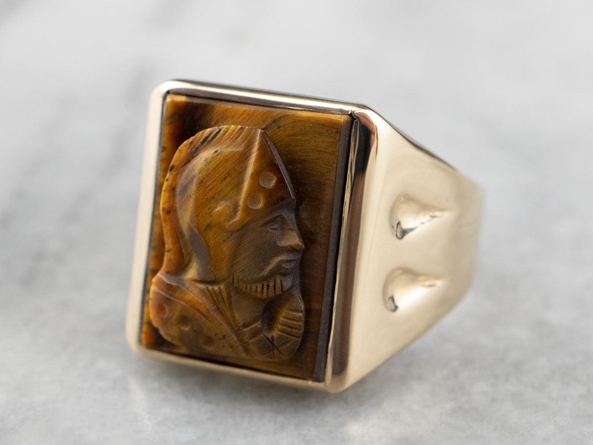 Men's Tiger's Eye Cameo Statement Ring