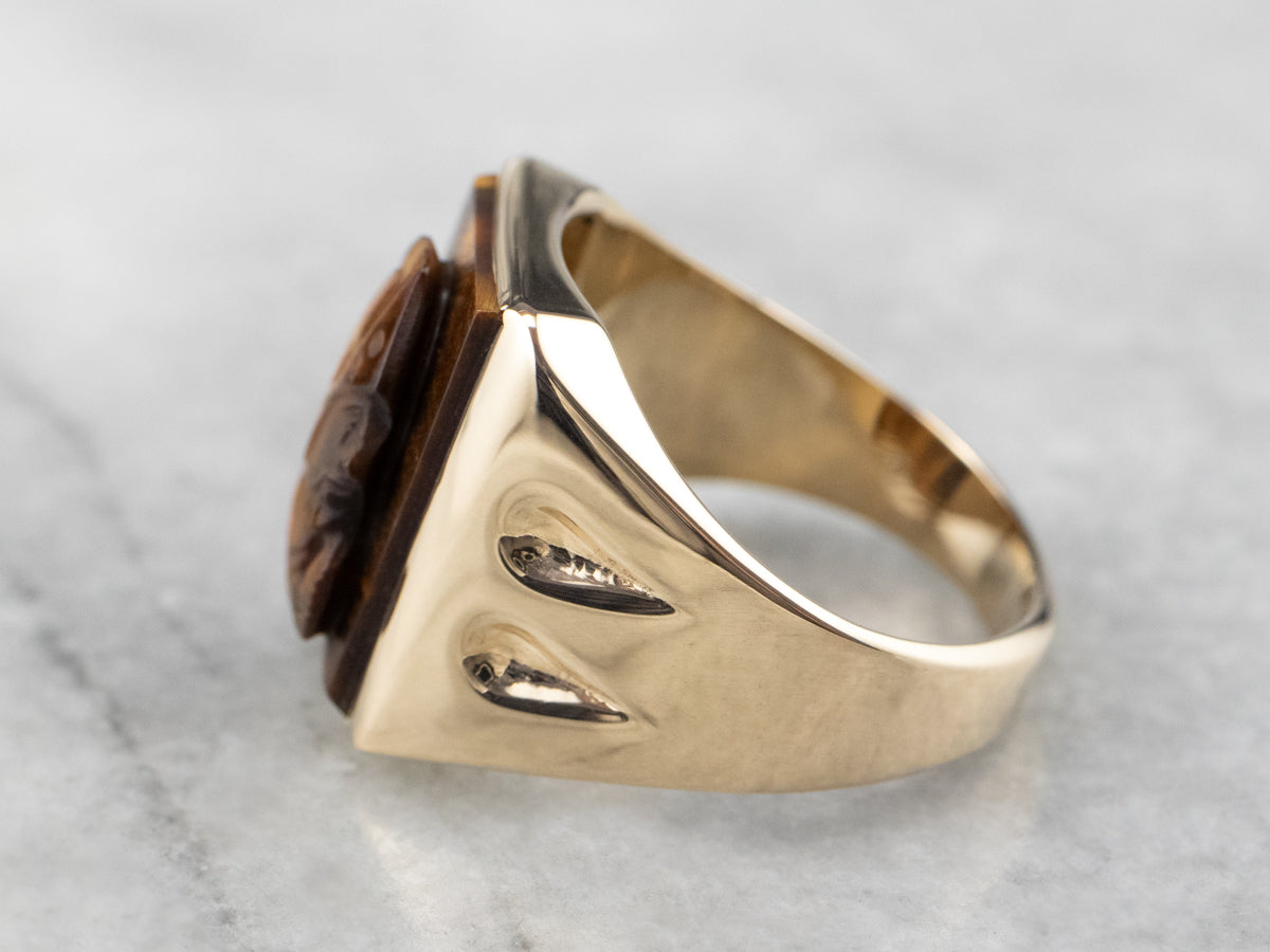 Men's Tiger's Eye Cameo Statement Ring