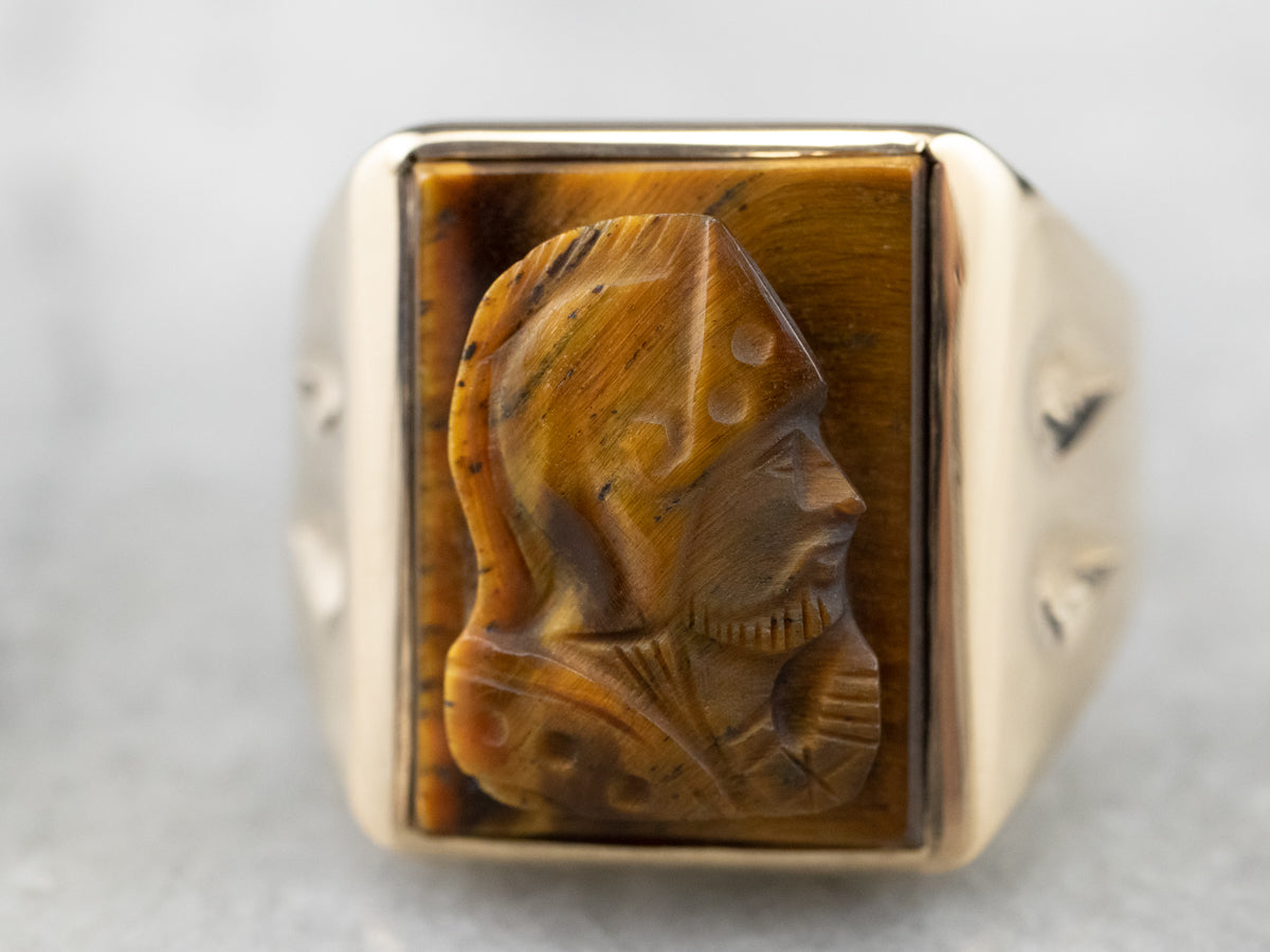 Men's Tiger's Eye Cameo Statement Ring