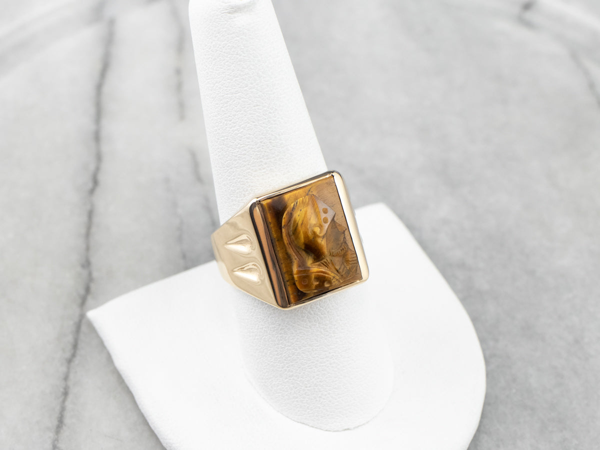 Men's Tiger's Eye Cameo Statement Ring