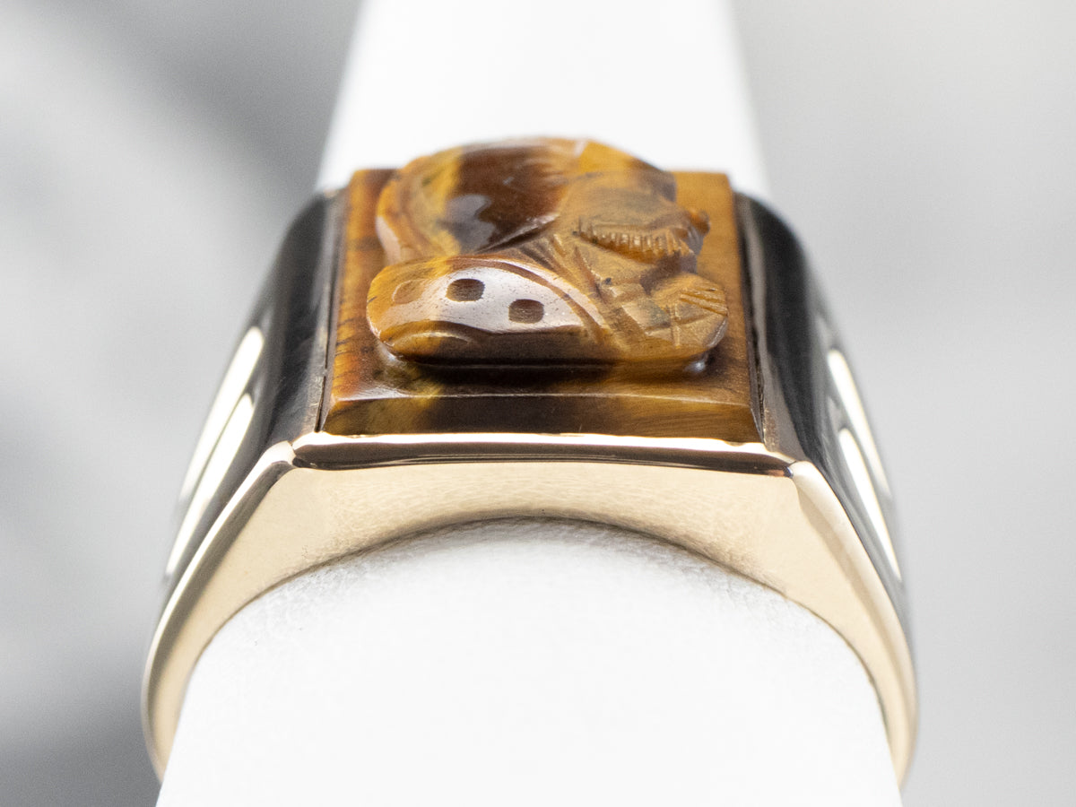 Men's Tiger's Eye Cameo Statement Ring