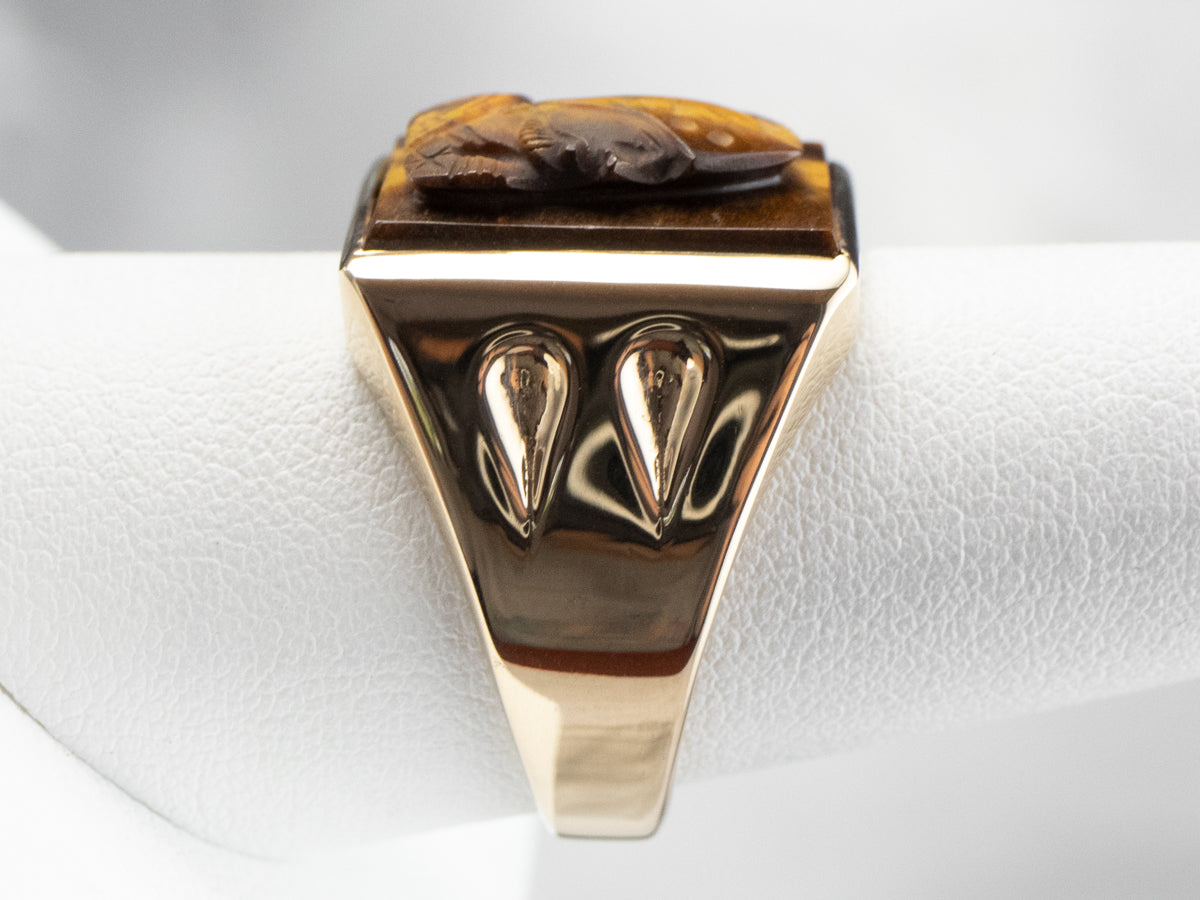 Men's Tiger's Eye Cameo Statement Ring