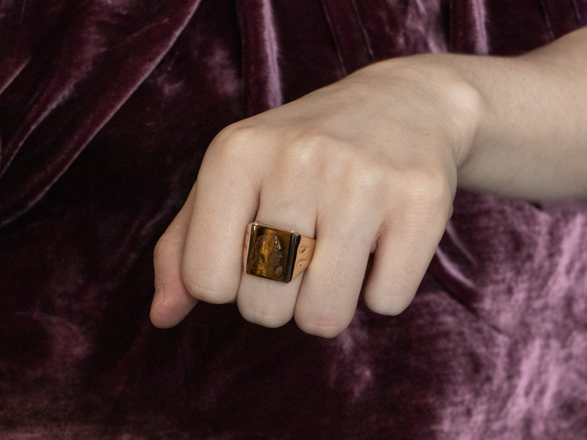 Men's Tiger's Eye Cameo Statement Ring