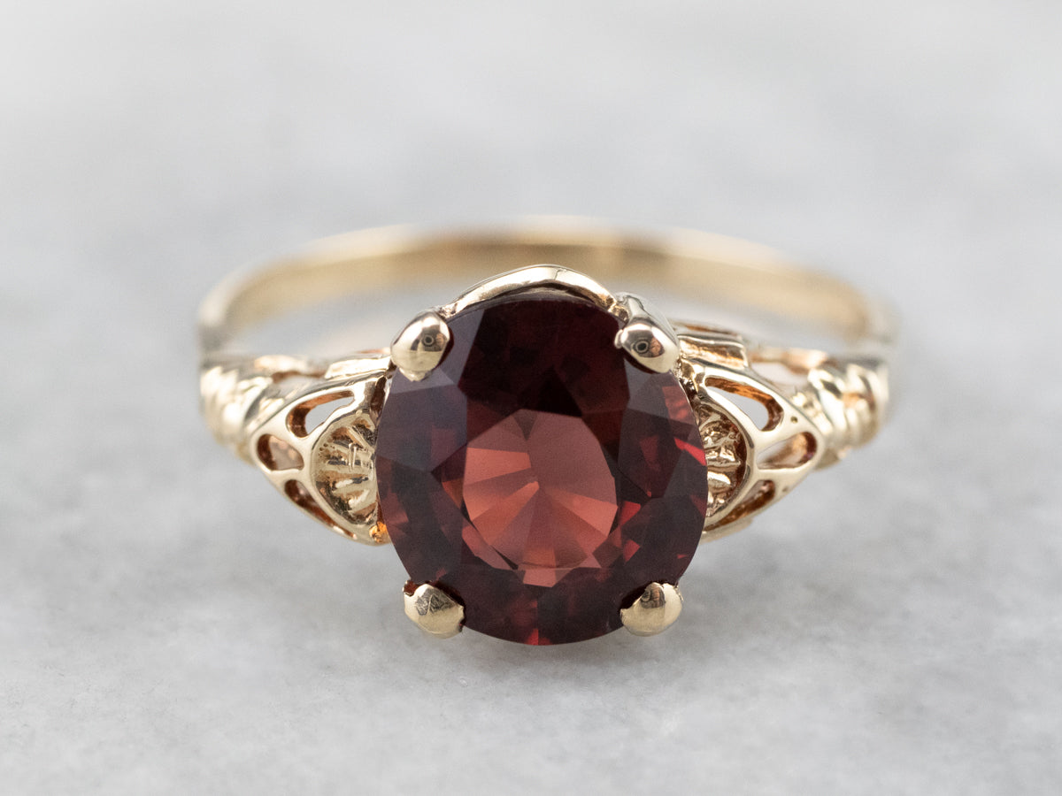 Vintage Garnet and Gold Solitaire Ring