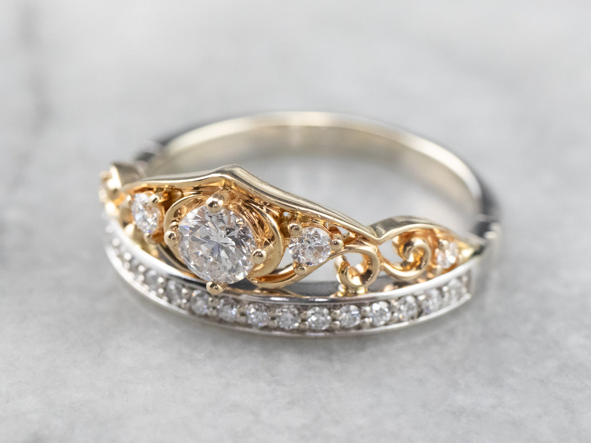 Two Tone Gold Diamond Anniversary Ring