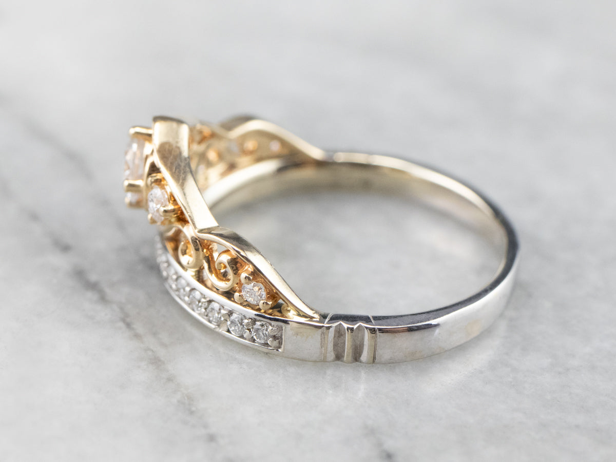 Two Tone Gold Diamond Anniversary Ring