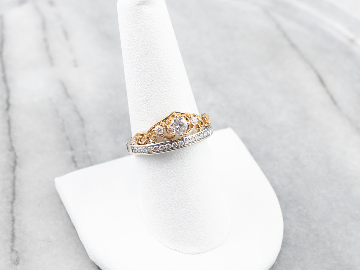 Two Tone Gold Diamond Anniversary Ring