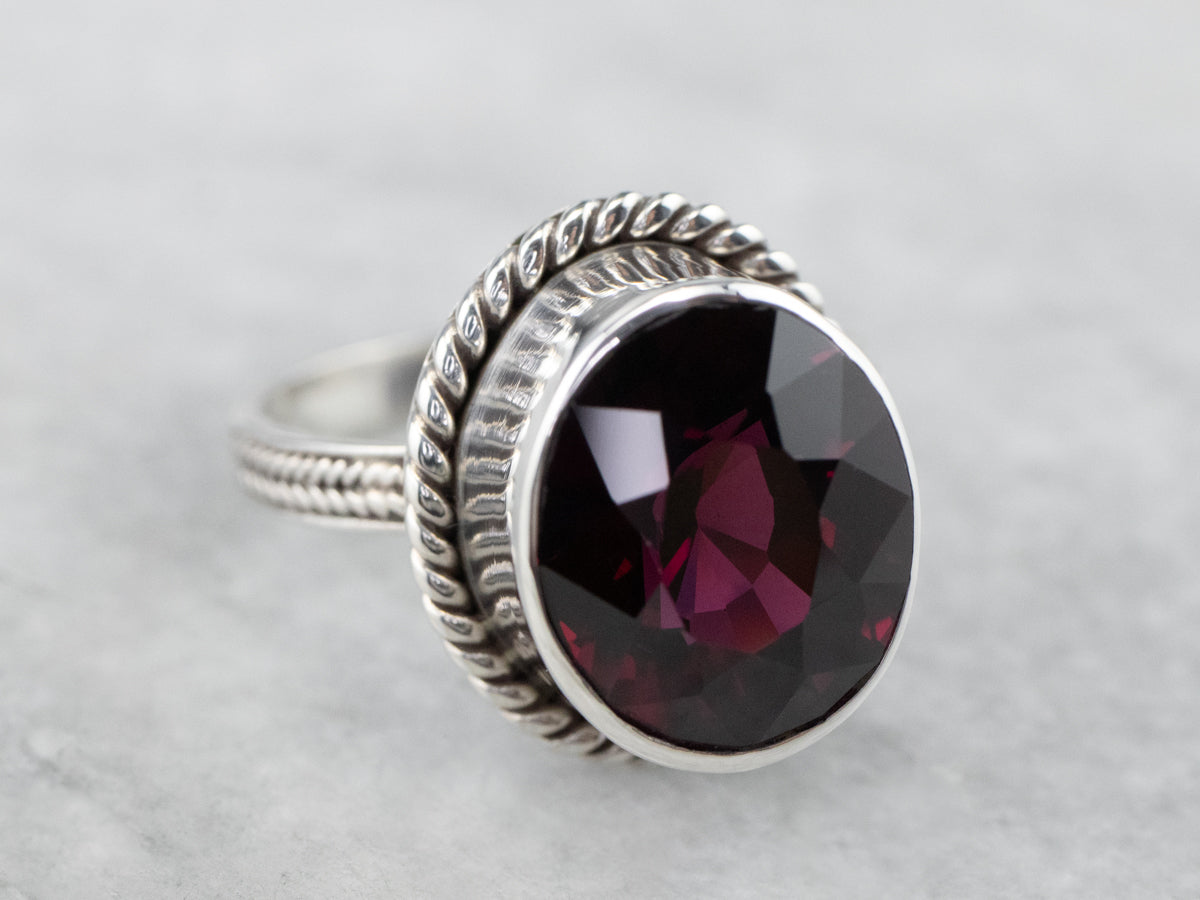 Bold Sterling Silver Garnet Ring