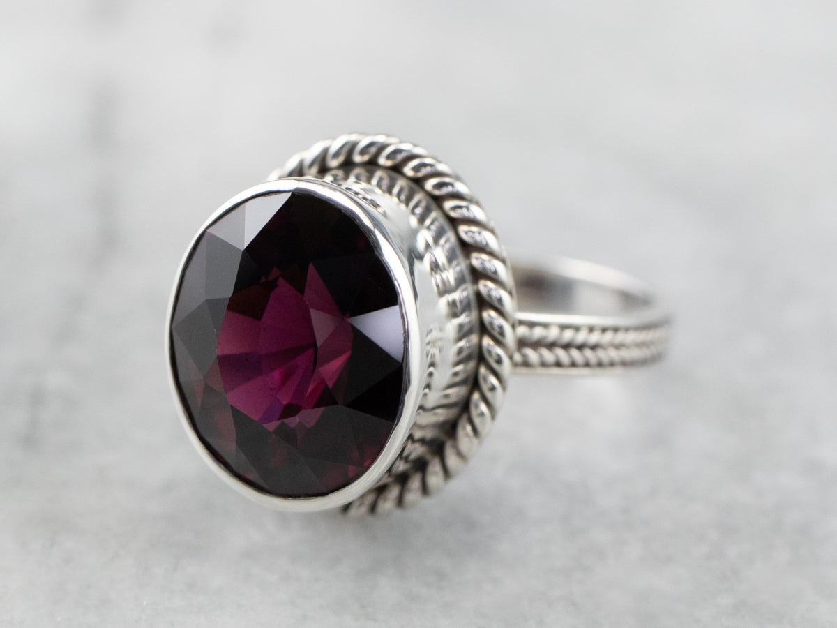 Bold Sterling Silver Garnet Ring