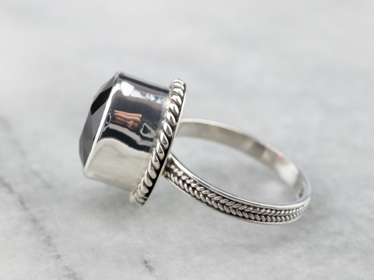 Bold Sterling Silver Garnet Ring