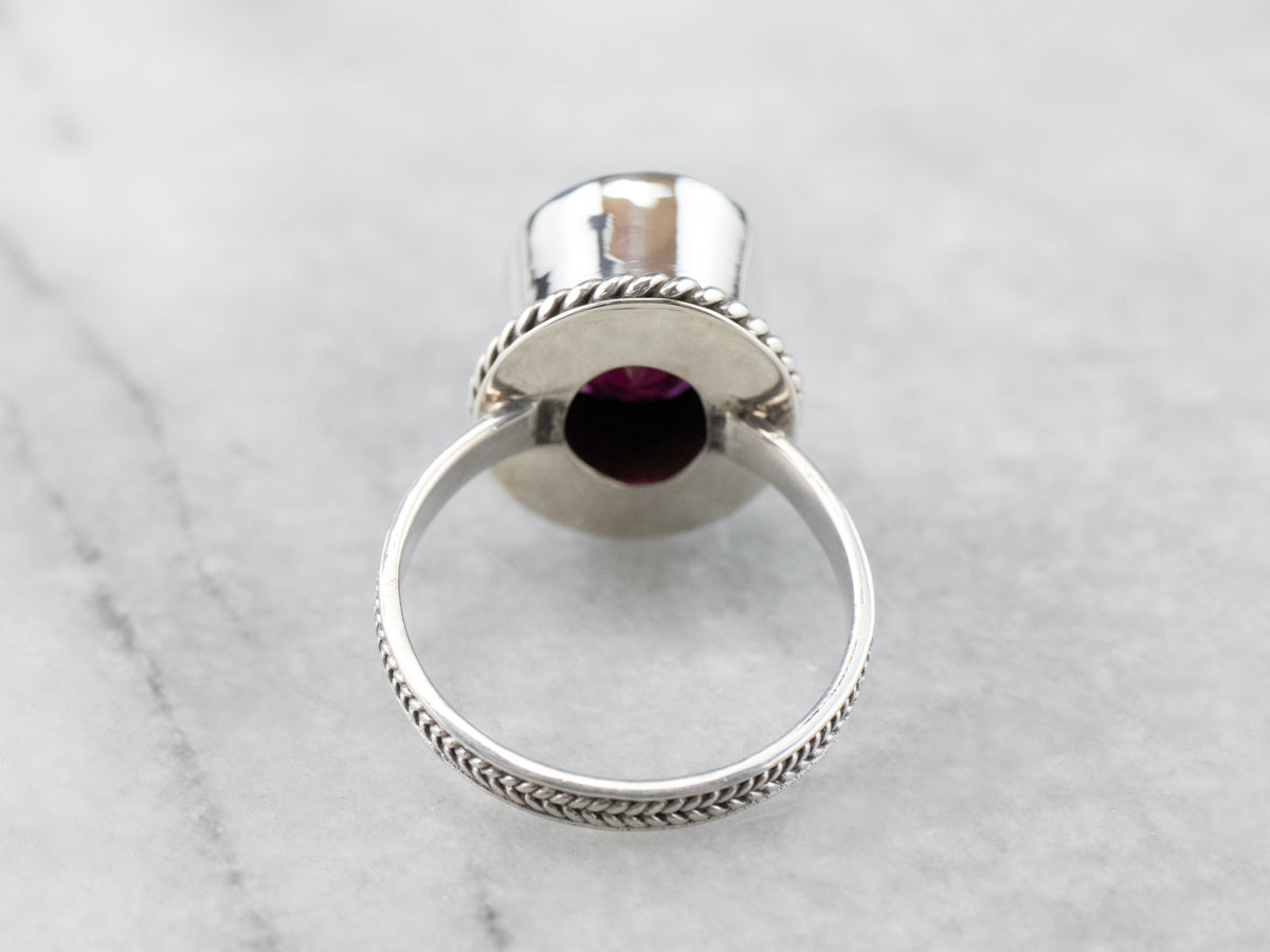 Bold Sterling Silver Garnet Ring