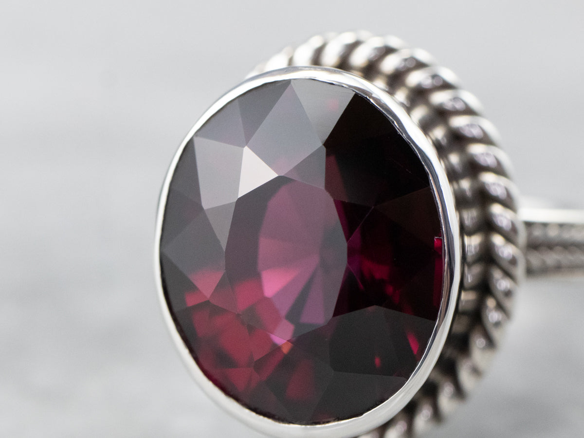 Bold Sterling Silver Garnet Ring