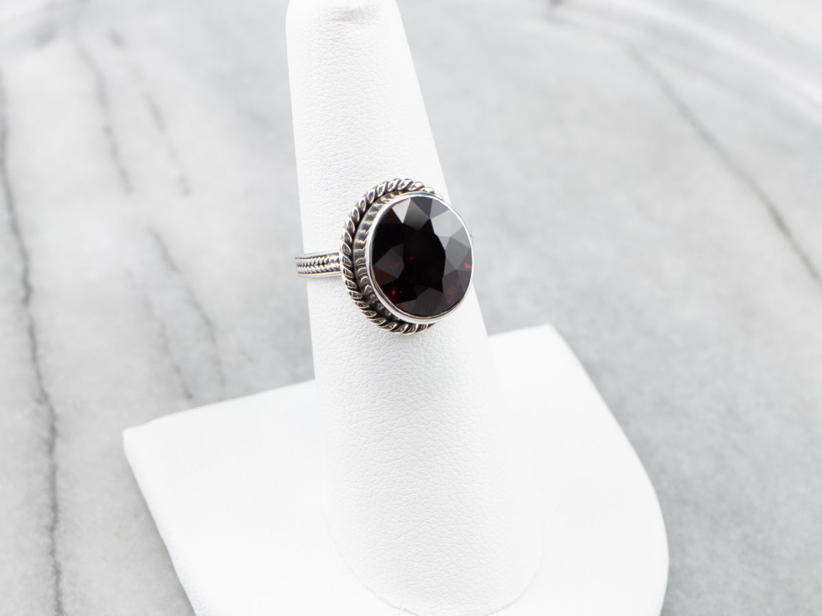 Bold Sterling Silver Garnet Ring