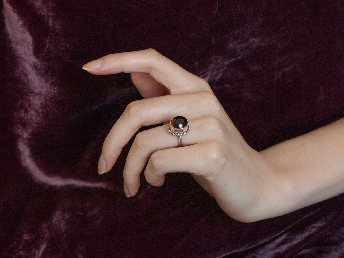 Bold Sterling Silver Garnet Ring