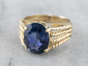 Sapphire Gold Solitaire Ring with Rope Accents