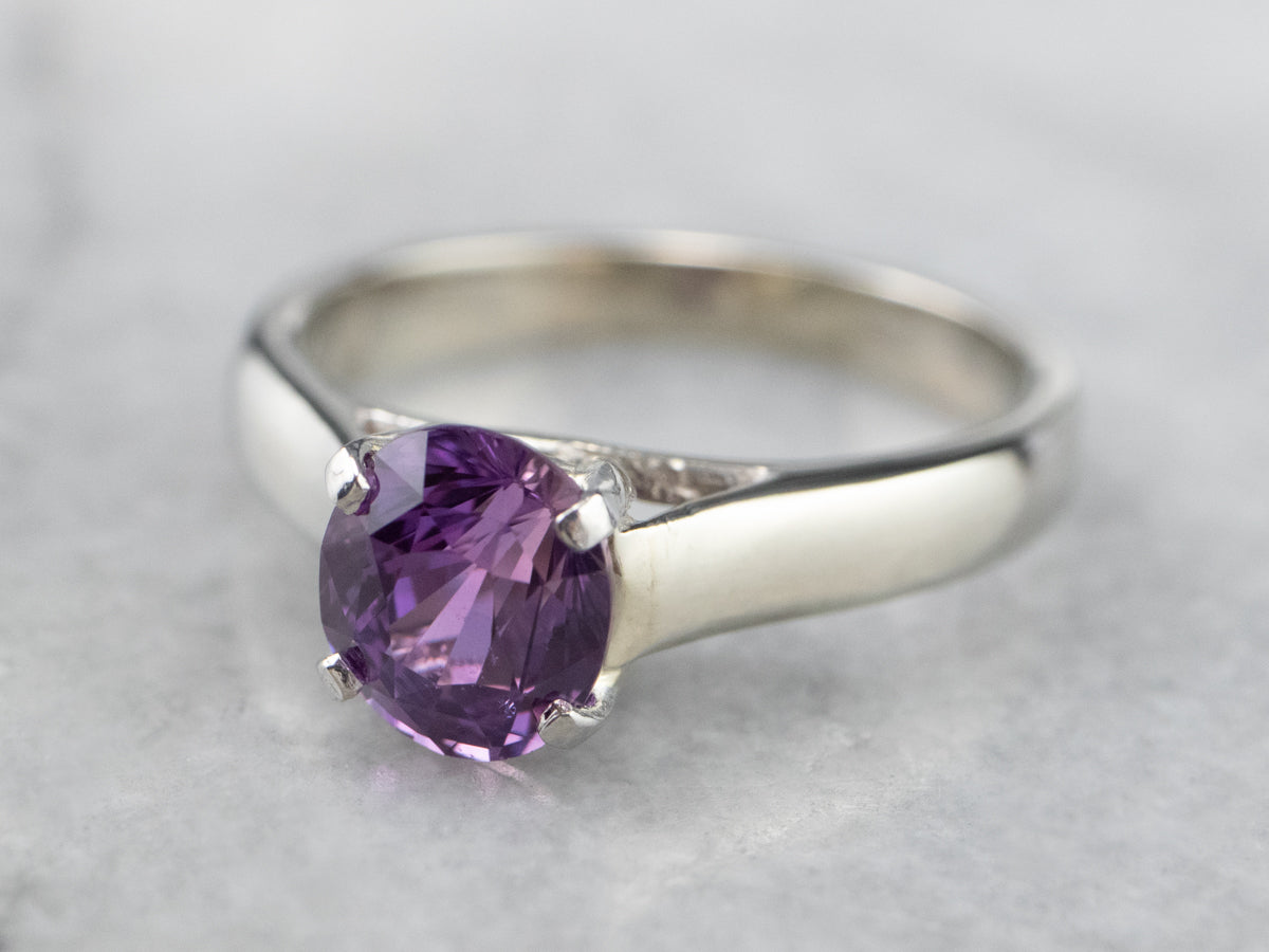 Color Changing Sapphire White Gold Solitaire Engagement Ring