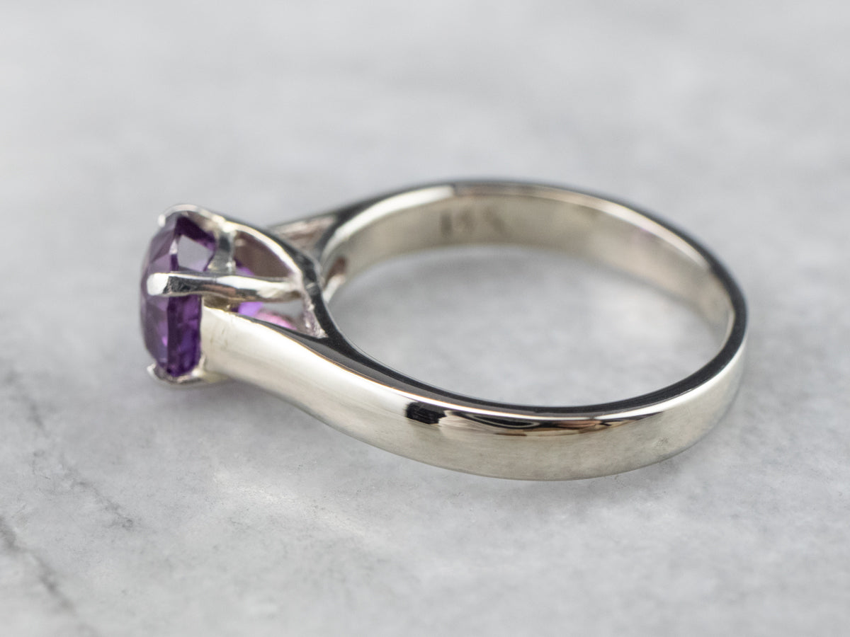 Color Changing Sapphire White Gold Solitaire Engagement Ring