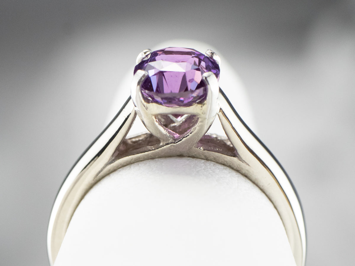 Color Changing Sapphire White Gold Solitaire Engagement Ring