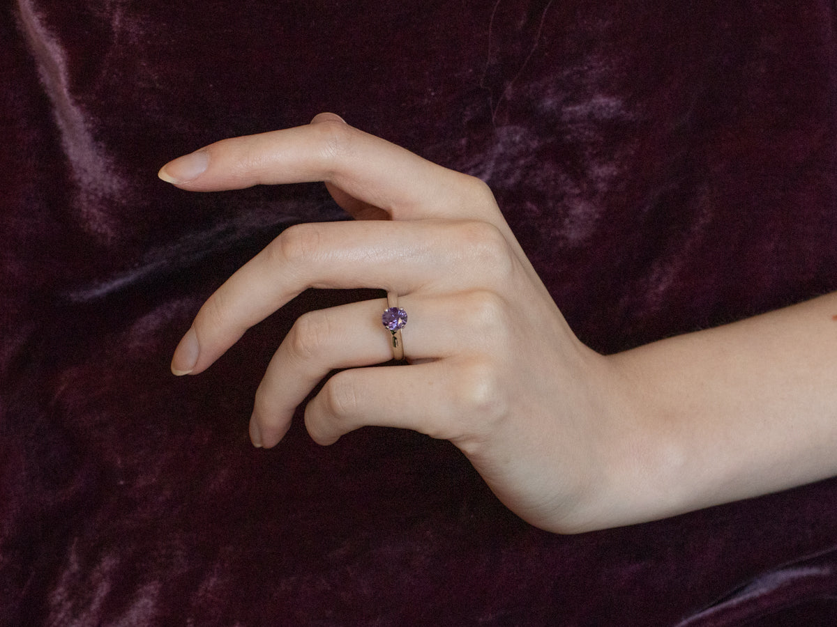 Color Changing Sapphire White Gold Solitaire Engagement Ring