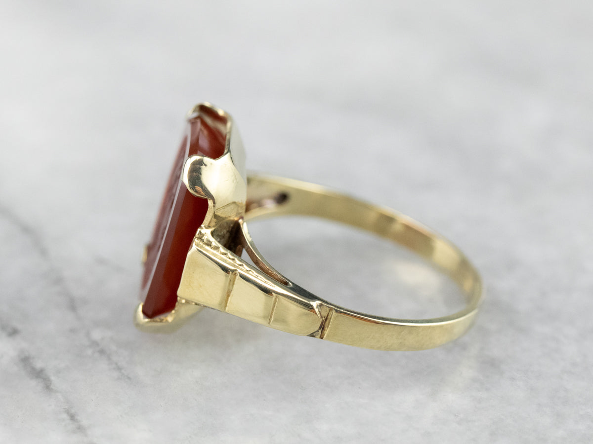 Retro Carnelian Cameo Gold Ring