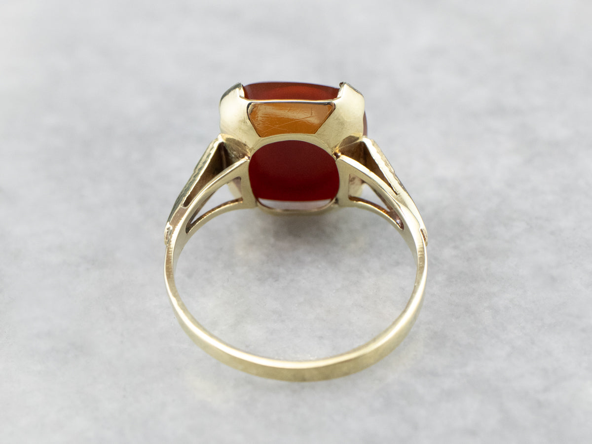 Retro Carnelian Cameo Gold Ring