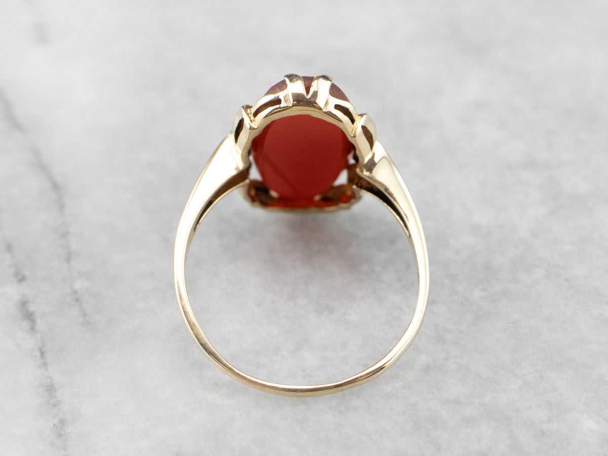 Retro Carnelian Gold Botanical Dinner Ring