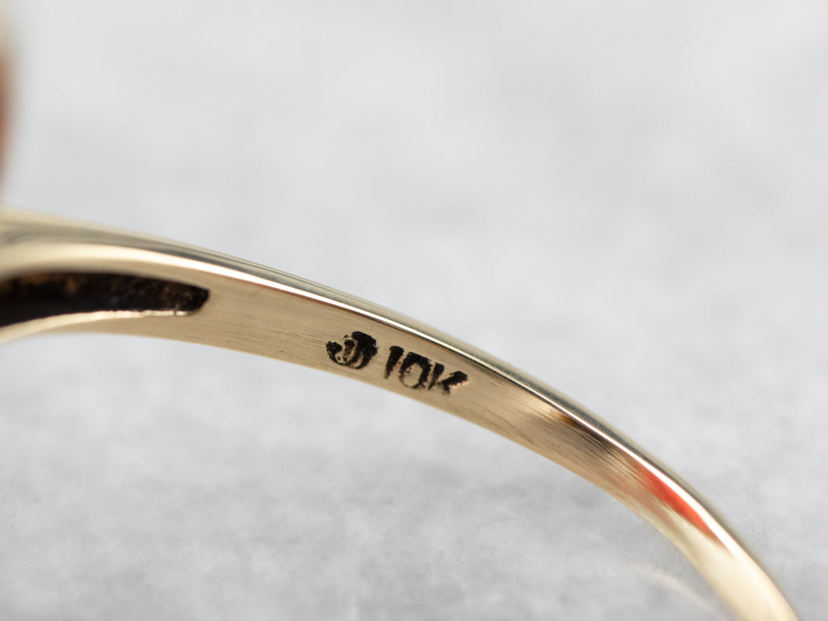 Retro Carnelian Gold Botanical Dinner Ring