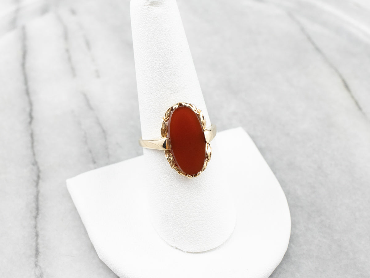 Retro Carnelian Gold Botanical Dinner Ring