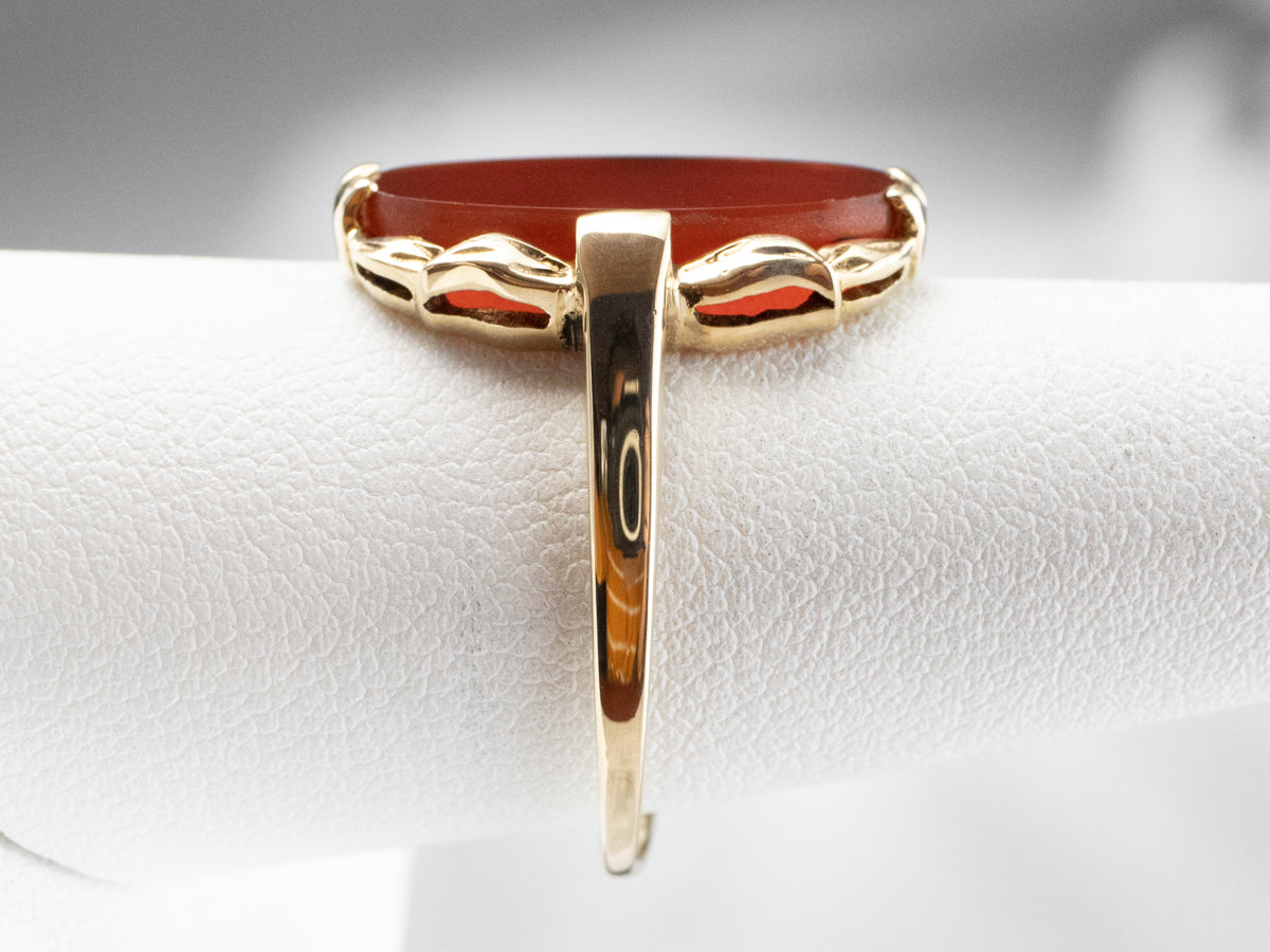 Retro Carnelian Gold Botanical Dinner Ring