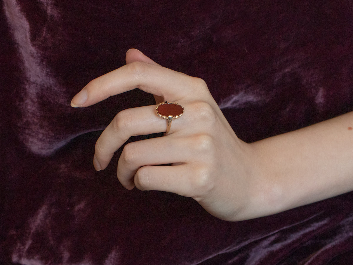 Retro Carnelian Gold Botanical Dinner Ring