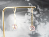 Rose Quartz Gold Filigree Bar Drop Earrings