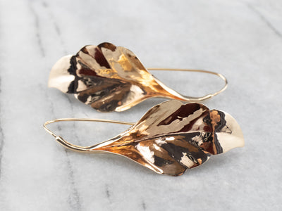 Large Gold Leaf Drop Earrings