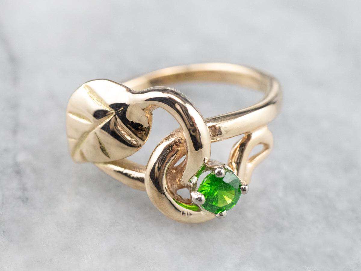 Botanical Demantoid Garnet Ring